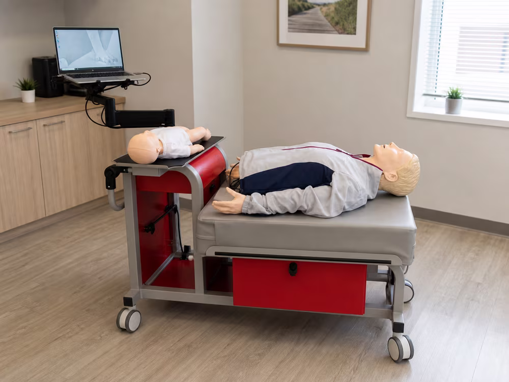 Individual hands-on skills check at a CPR Certification Labs office skills station
