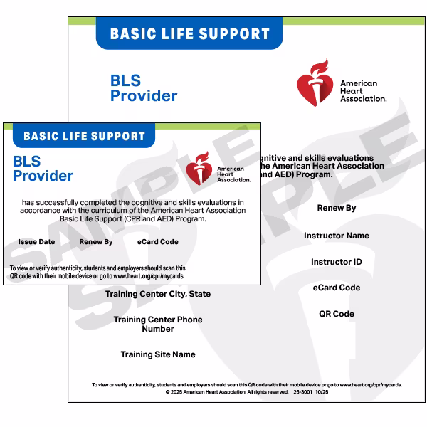 Sample American Heart Association BLS Provider eCard