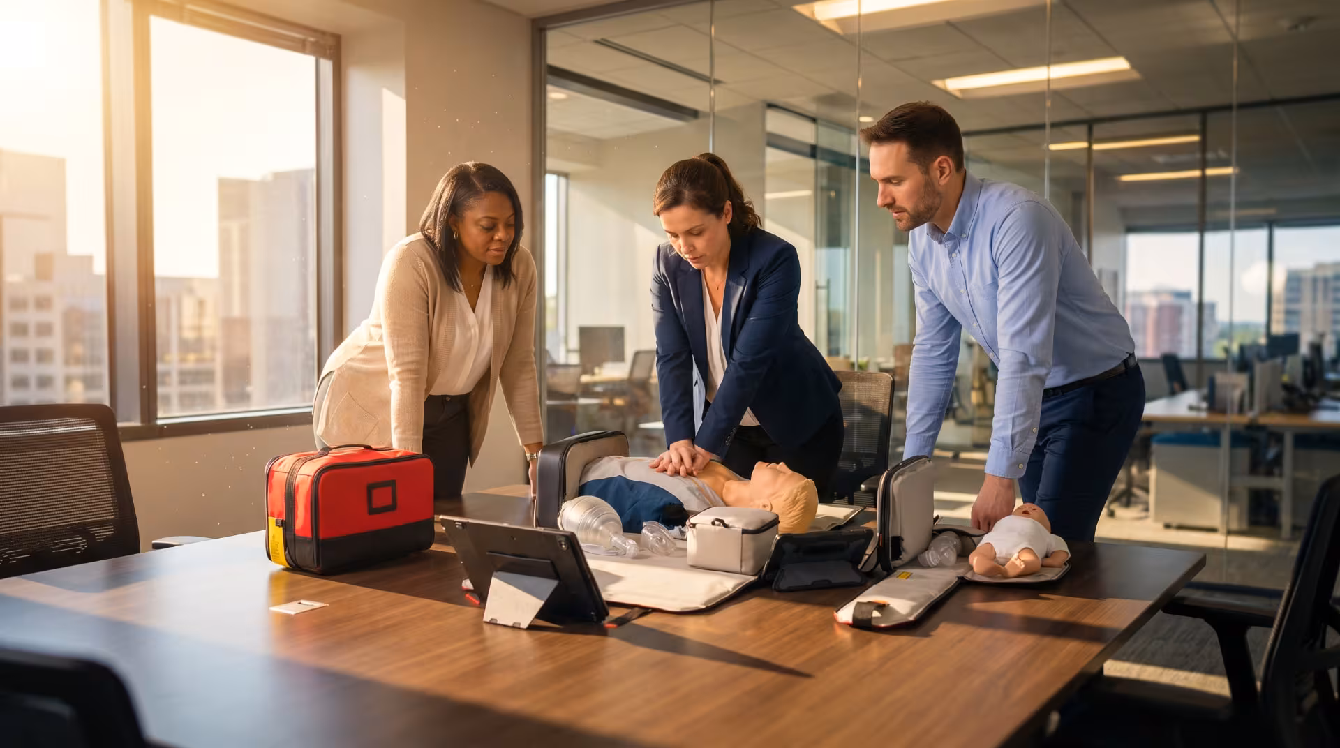 Employee completing CPR skills training at a CPR Certification Labs location